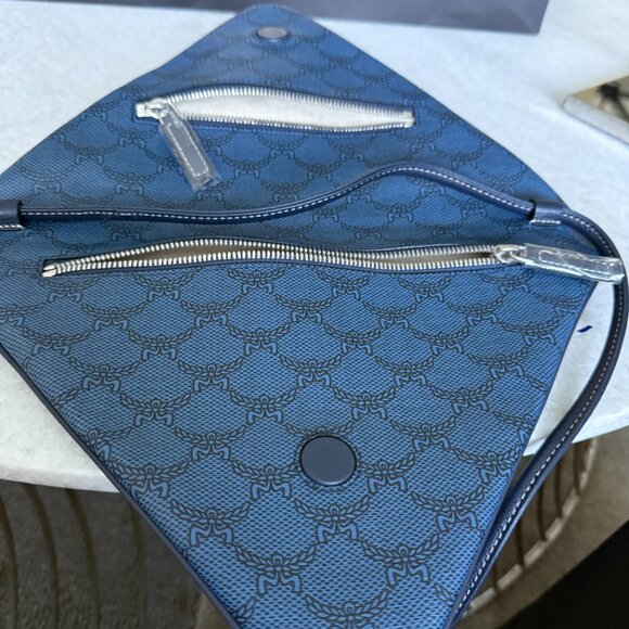 MCM Blue Canvas and leather Triangle Shoulder Bag - Picture 11 of 14